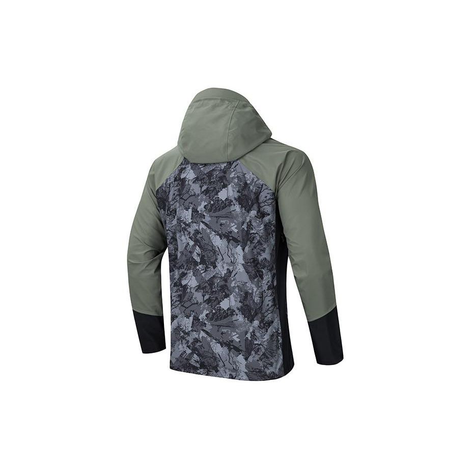 Anta X National Geographic Outdoor Series Color Block Hooded Outdoor Jacket Men Jacket Olive-Green Printed 152416612-3