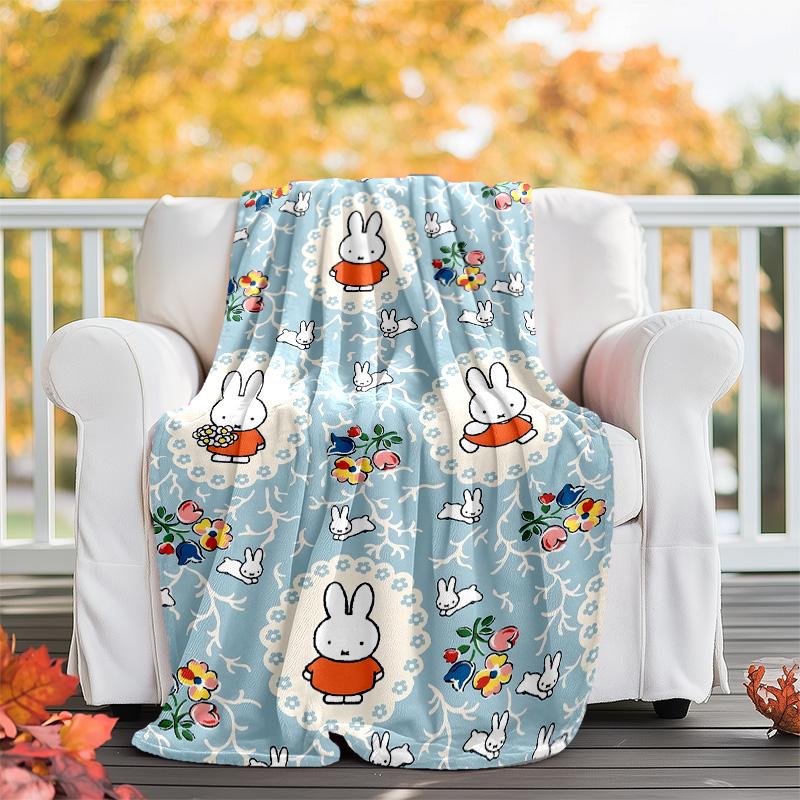 1pc Miffy1 Theme Blanket - Digital Print, Polyester, Cozy for All Seasons, Perfect for Outdoor, Camping, and Travel