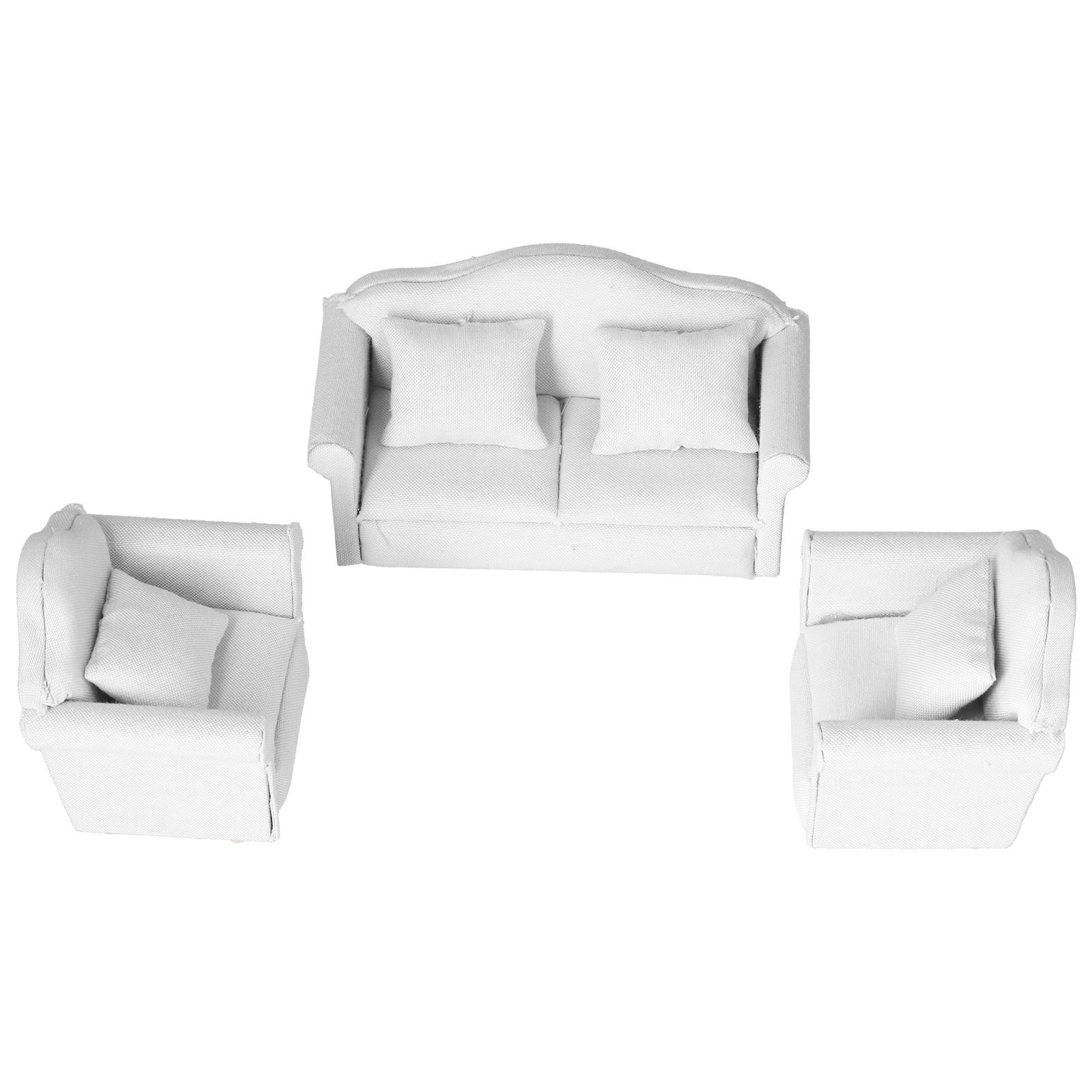

1:12 Sofa Pure White 3 Pcs Sofa Set Living Room Furniture