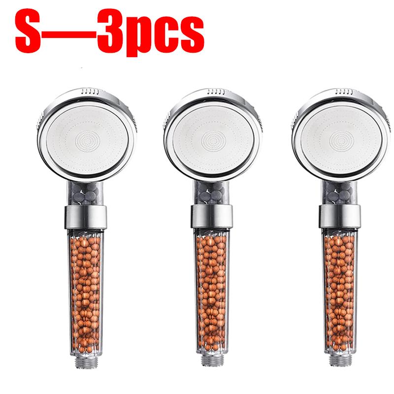 1-3Pcs Filtered Shower Head Bathroom ABS High Pressure Water Saving Spray Handheld Clear Showerheads with Filter Beads