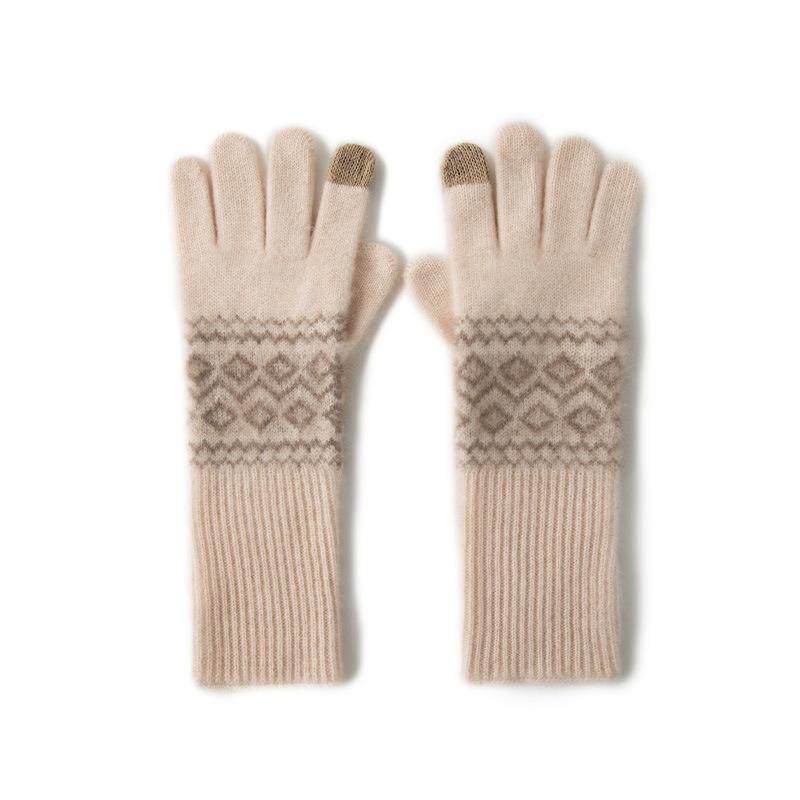 Новые кашемировые унисекс жаккардовые теплые ветрозащитные вязаные пятипалые перчатки для велоспорта One size