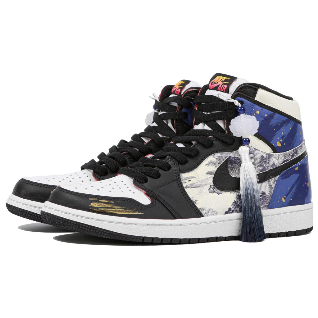 Jordan Air Jordan 1 Retro High OG Leather High top Vintage Basketball Shoes Unisex Blue Black 555088-603(Team4-)