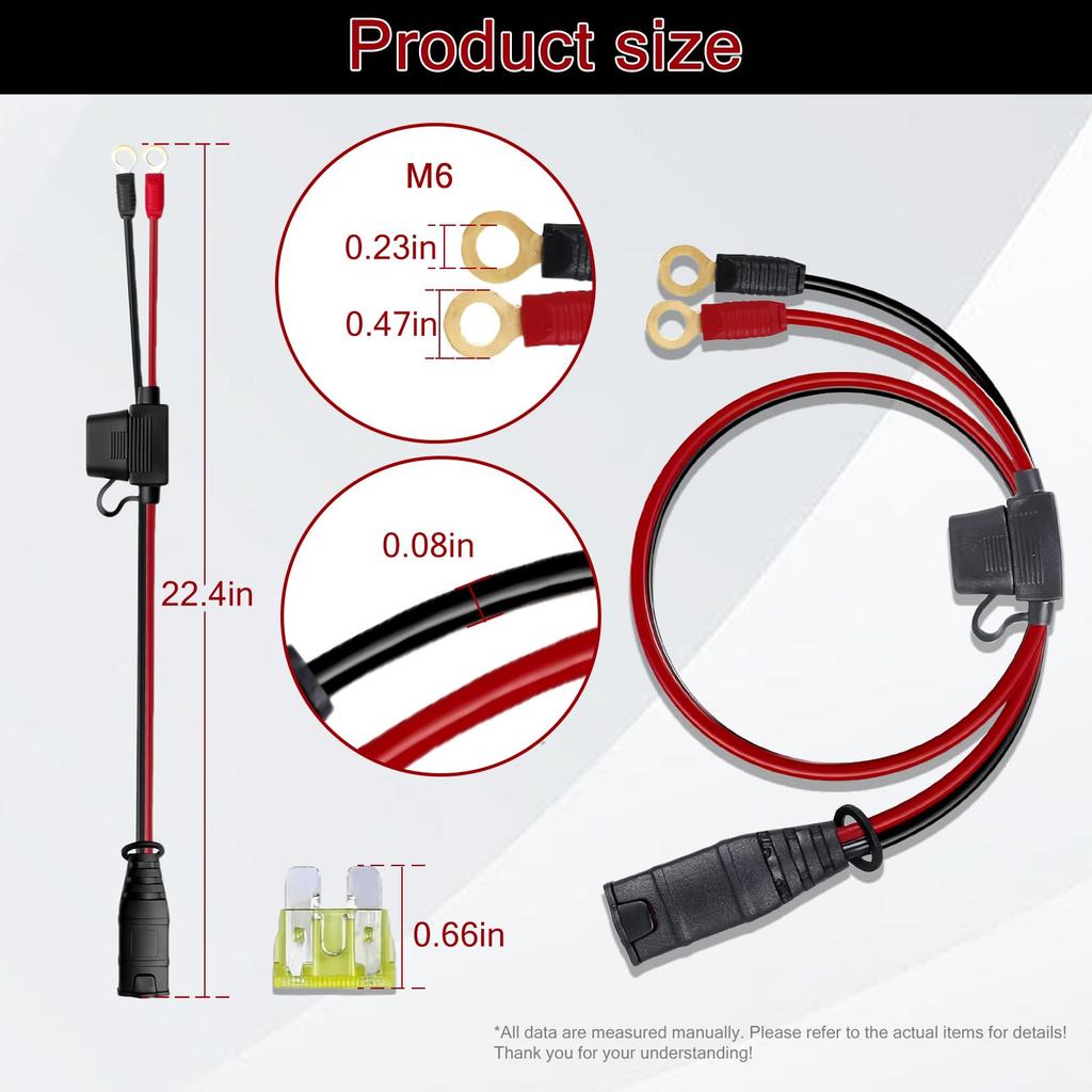 BLOLACDZ 2 Pack M6 (1/4 Inch) XL Terminal Harness Connector Cable for NOCO GC002 X-Connect