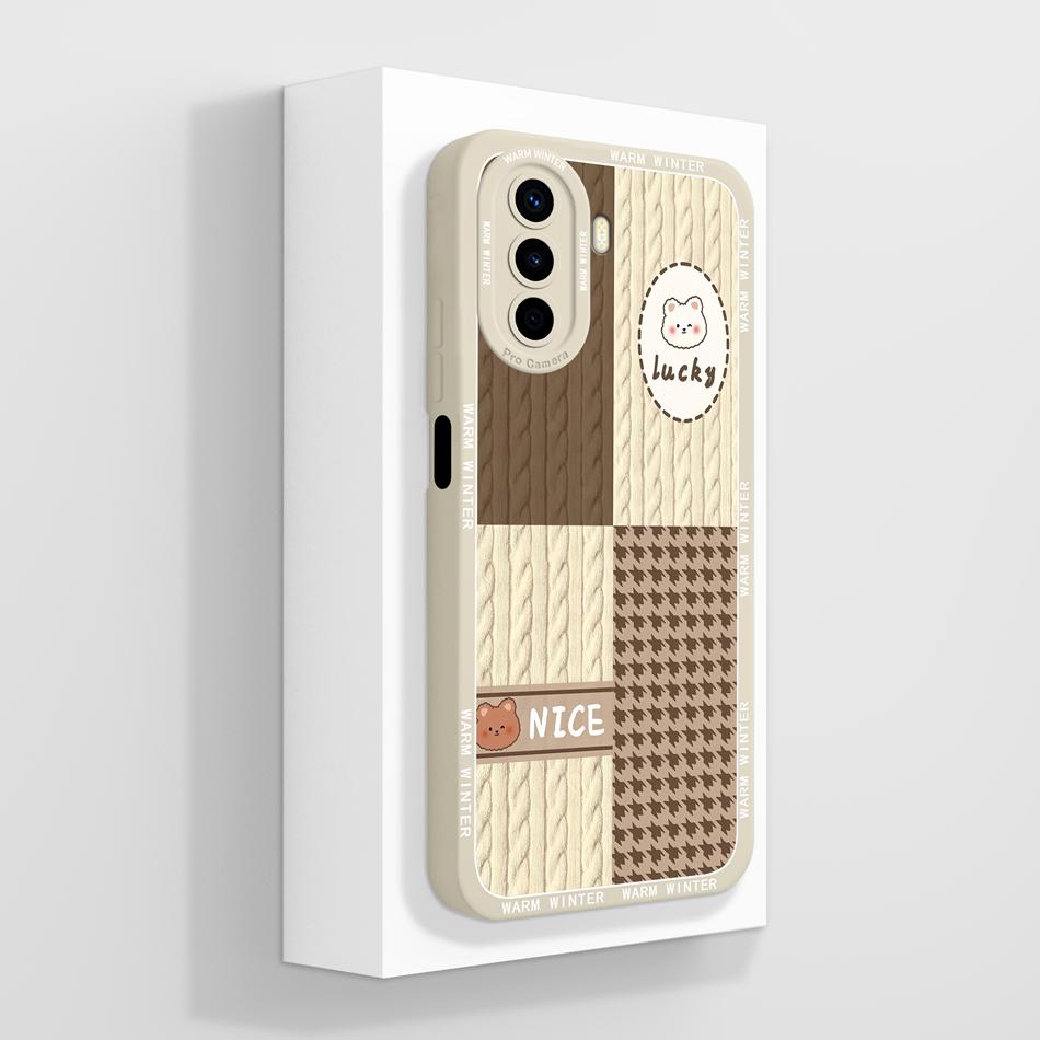Case For Huawei Nova Y70 Plus Art Bear Full Coverage Anti Drop Funda For Huawei Nova Y 70 Y70+ Liquid Silicone Phone Back Cover