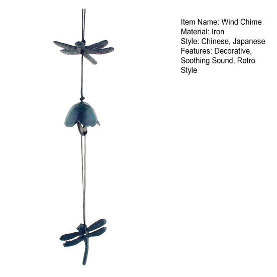 Japanese Bless Wind Chime Cast Iron Outdoor Small Wind Chime Retro Garden Hanging Wind Bell for Good Luck Patio Balcony Decoration