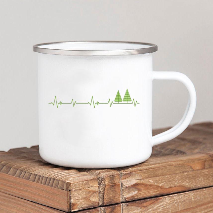 Caneca de café esmaltada Forest Camp Adventure Together Camping Cup Ideia de presente para campista Canecas de fogueira ao ar livre Festival ao ar livre Viagem