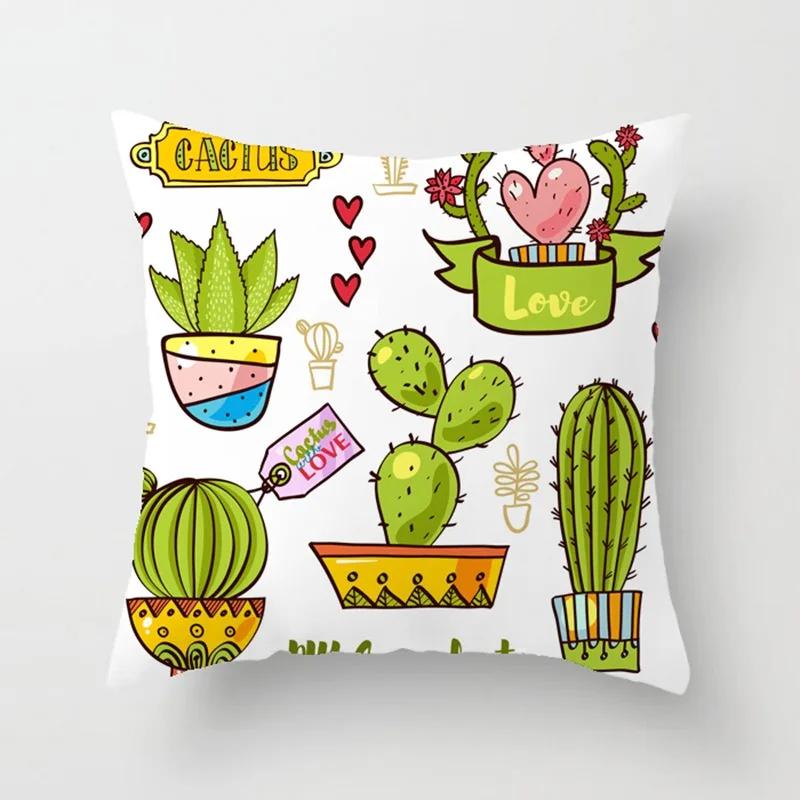 Office Chair Cushion Cover Creative Cartoon Cactus Print Pillow Cover Fashionable Luxury Home Decoration