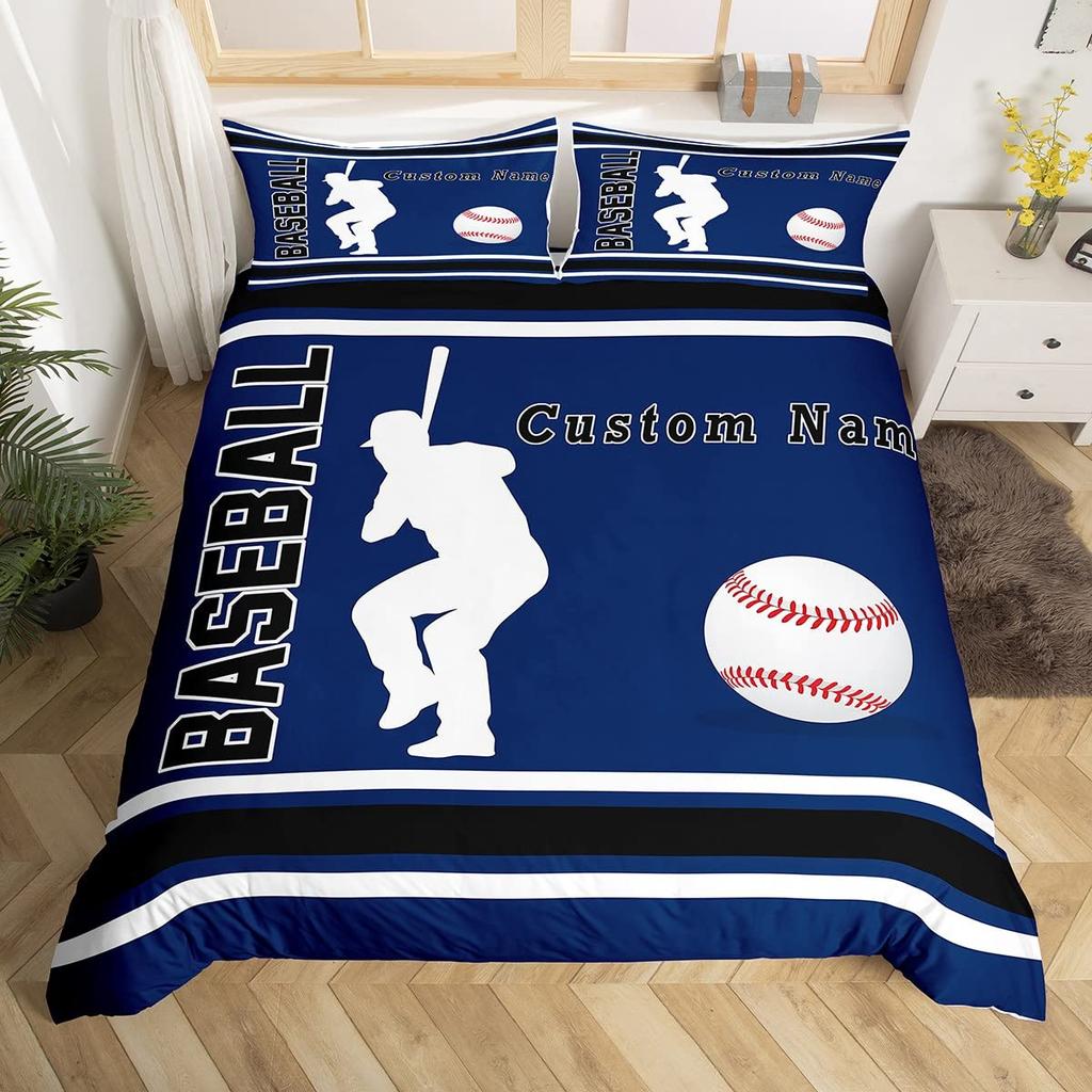 Custom Football Bedding Set Customized Name DIY American Football Game Duvet Cover Set Sports Theme Comforter Cover For Boys