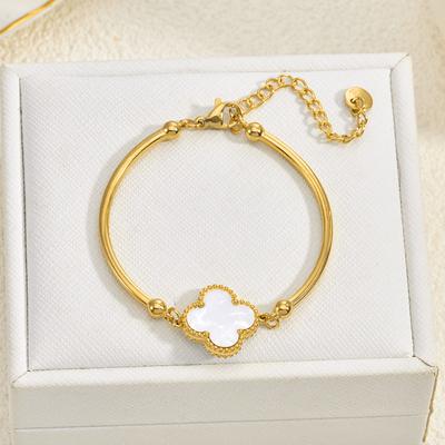 Stylish and Sophisticated Double-sided Four-leaf Clover Bracelet Women's Titanium Steel Bracelet