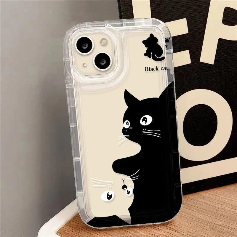 Funny Wide Angle Cat Face Case For iPhone 17 16 15 14 13 12 11 Pro Max Cute 3D Creative Clear Soft TPU Shockproof Cover Funda