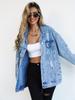 Women's Versatile Ripped Denim Jacket - European & American Style, Loose Fit