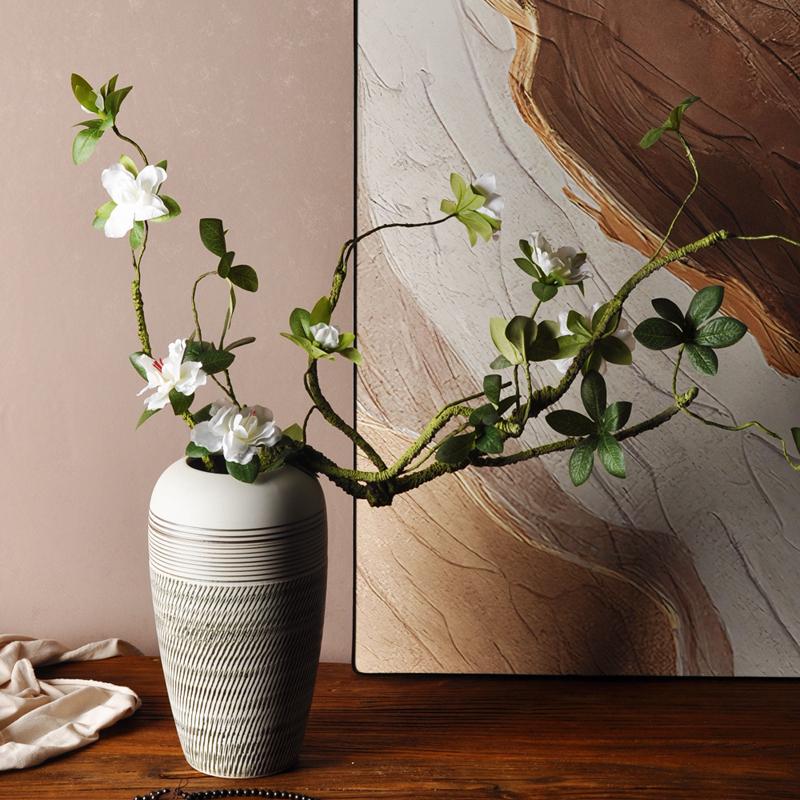 Hand-Carved Chinese Zen Ceramic Vase for Dried Flowers - Home Decor