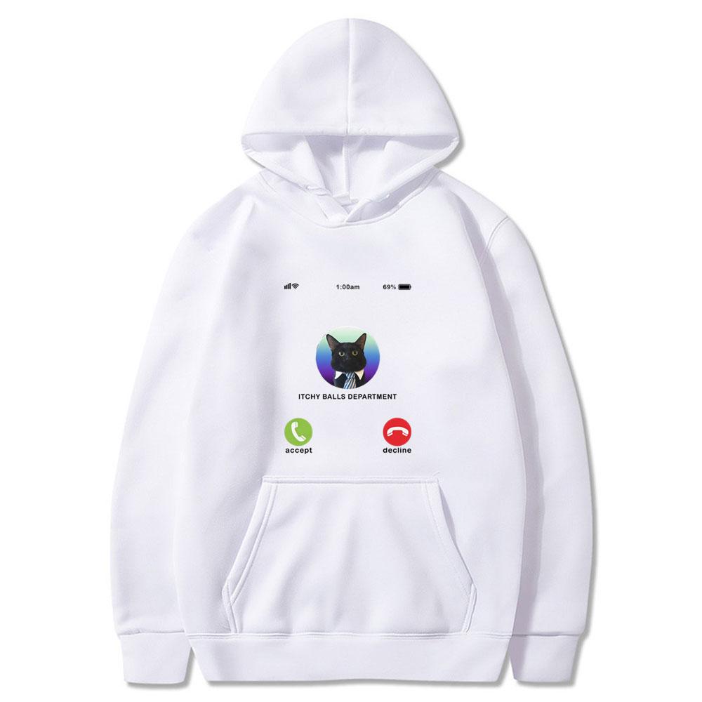 Juckende Eier Abteilung Lustiges Katzen-Meme Oberteile Herren Damen Mode Freizeitkleidung Locker Langarm Paar Streetwear Winter Kapuzenpullover