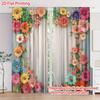 2Pcs Colorful Flowers Print Curtains,suitable for Bedroom,living Room Kitchen Decoration,home Decoration,window Decoration