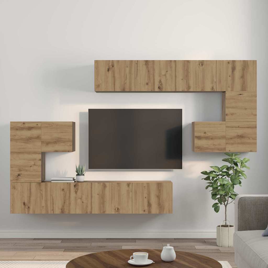 Wall Mounted TV Units 4 Pcs Artisan Oak Wood Based Material