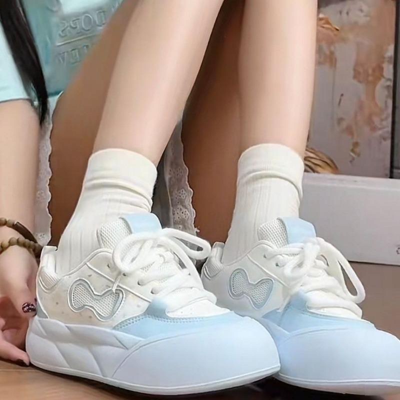Summer New Mesh Breathable Ugly Cute Board Shoes Women's Thick-soled Big Head White Shoes Student Niche Bread Shoes