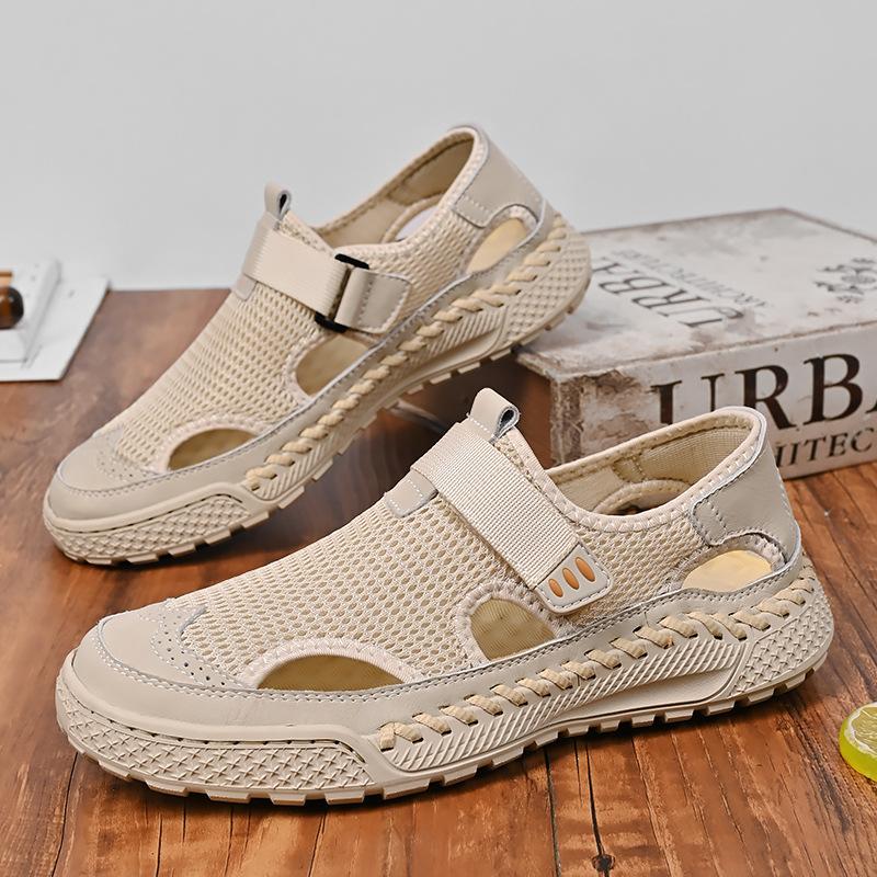 

Популярная летняя верхняя одежда большого размера, дышащая сетка, нескользящая, мужская, спортивная на платформе, сандалии с мешком на голове 38 песочный