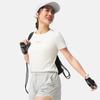 Li-Ning Comfortable Casual Simple Quick-Dry Letter Round Neck Pullover Short Sleeve T-Shirt Women T-Shirts Off-White ATSV140-1
