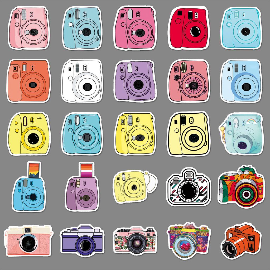 50 Cameras Doodle Cartoon Polaroid Fresh Creative Guka DIY Suitcase Mobile Car Stickers