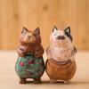 Wooden Cat Figurine Decor Handmade Gift For Cat Lovers Home Office Display