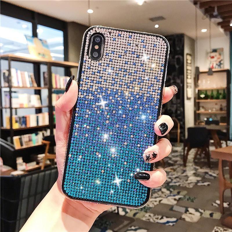Suitable for Samsung S25 Gradient Rhinestone Phone Case S23ultra Starry Sky Full Diamond S24 Straight Edge S22 Luxury