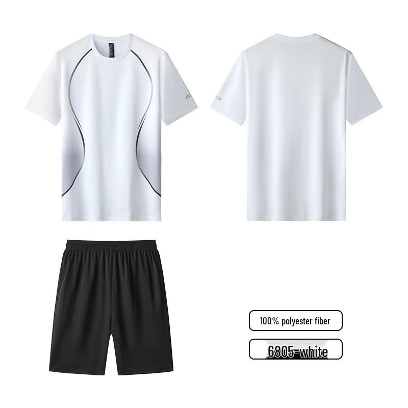 Men's Quick-Dry Short-Sleeve Sportswear Set for Summer Running and Fitness
