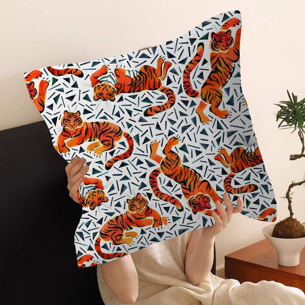 Animal Style Tiger Cushion Case Autumn Jungle Pillow Anime Pillow Sofa Bed Head Pillow Cover Cushion Cover 45x45 cm Fashion