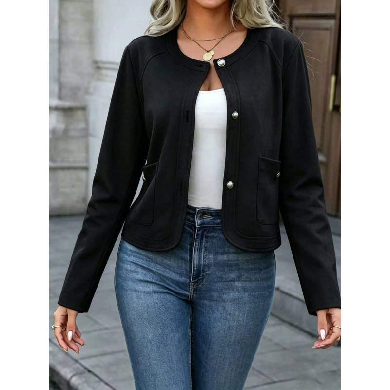 Jachetă de costum pentru femei cu închidere cu nasturi pentru birou și purtare casual