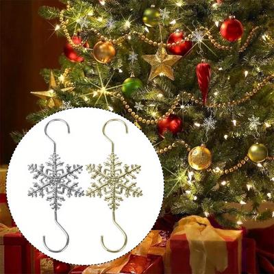 Weihnachts Schneeflocken Haken Metall Wirbel S-Form Aufhänger Draht Haken für Feiertagsbaum Dekoration Winterliches Festzubehör Heimbedarf
