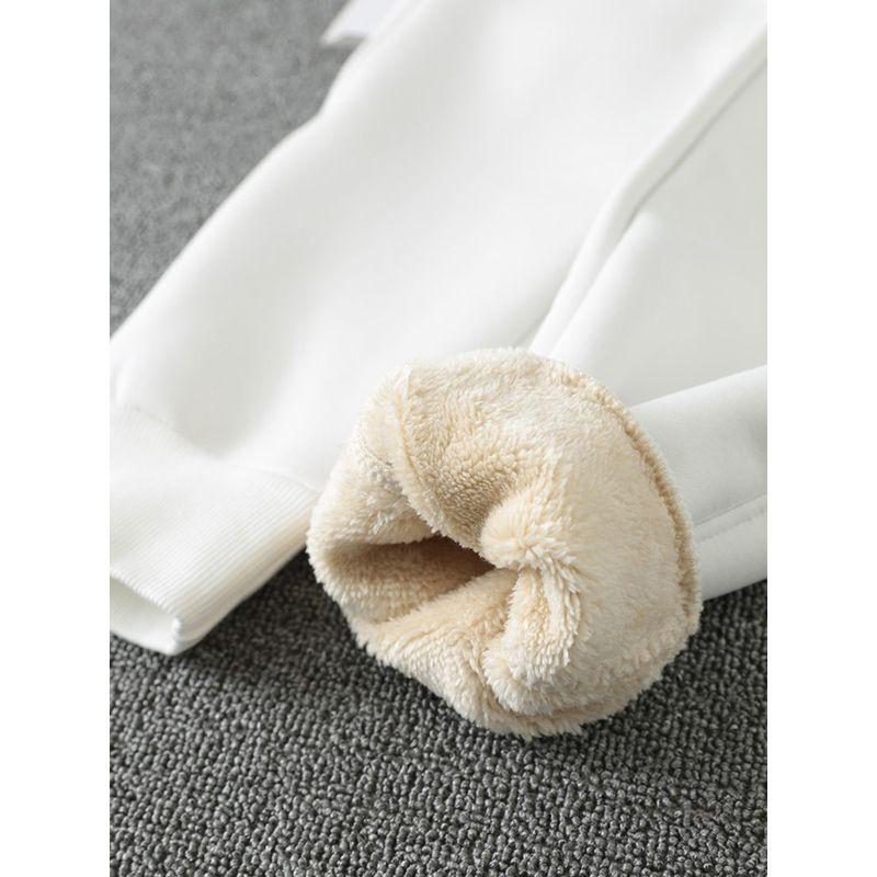Lamb Wool Thickened Winter White Sweatpants