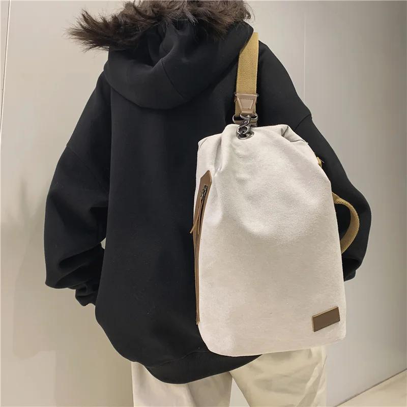 

2024 Trend Retro Men s Canvas Chest Bag Hip Hop Streetwear Youth Shoulder bag Minimalist Large Capacity Crossbody Bags for Men