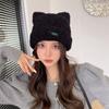 Knitted Bear Ear Hat Cartoon Plush Beanie Cap Winter Ear Protection Skull cap  Women