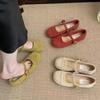 Fashion 2025 French Retro Suede Mary Jane Flats for Women Shallow Mouth Ballet Shoes Gentle Chic Red Single Shoes for Spring Autumn