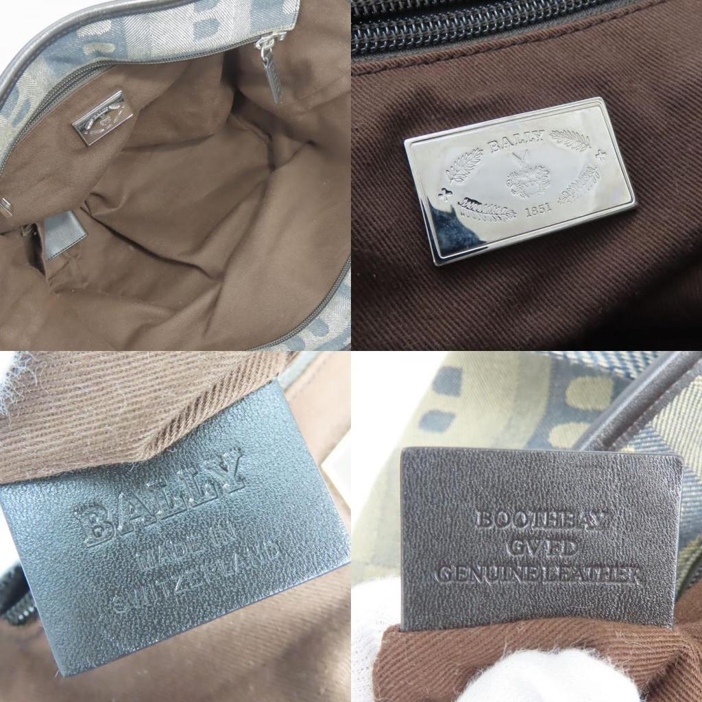 Used BALLY Handbag denim canvas/leather gray Navy casual