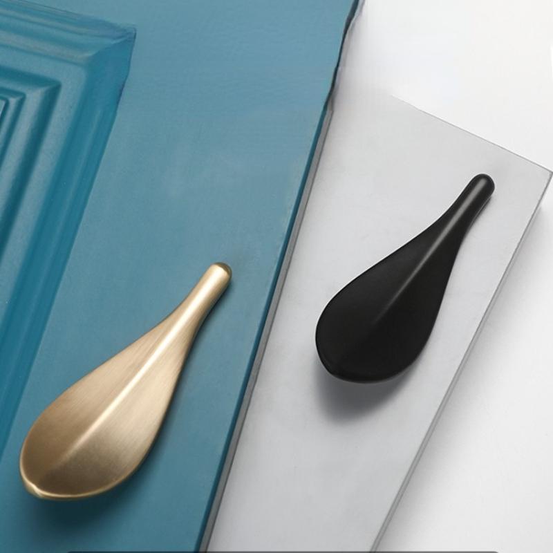 1 Stück Möbelgriffe aus Zinklegierung, blattförmige Schubladenknöpfe, schwarze Griffe für Schränke und Schubladen, Kleiderschrankgriffe, goldene Kommodenknöpfe