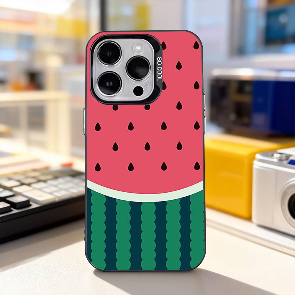 Watermelon Cute Phone Case For iPhone 17,16,15,14,13,12,11,Pro,XS,Max,Plus,Mini,SE4,E IMD Matte Black