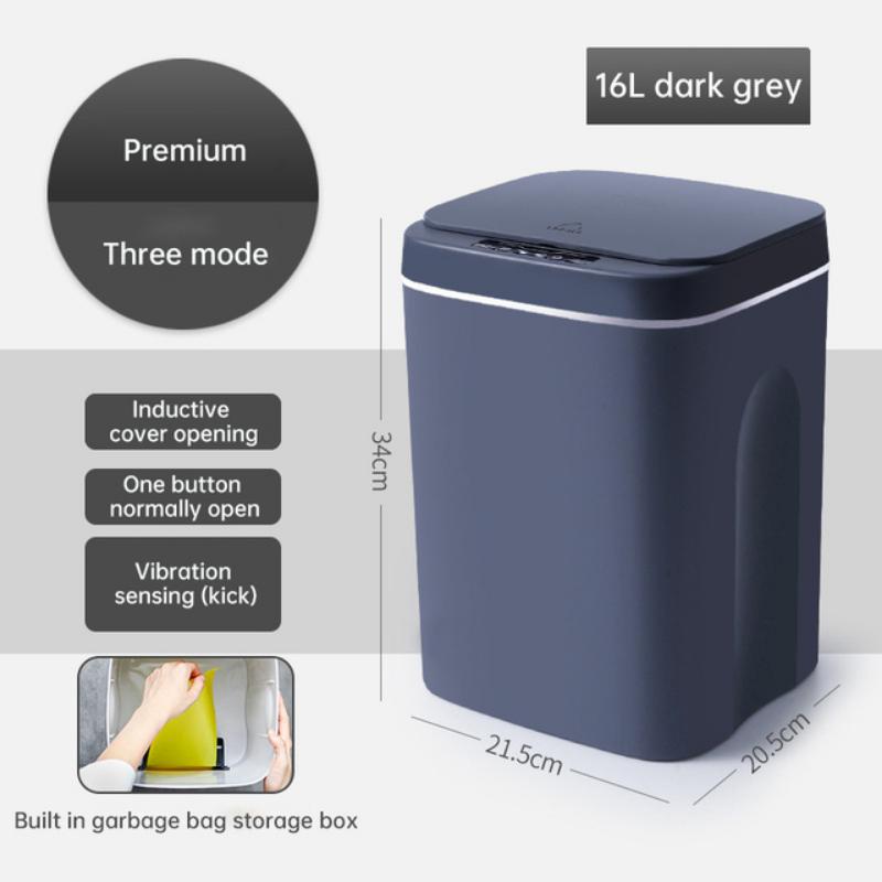 18Lnew Luminous Intelligent Automatic Induction Trash Can Kitchen Living Room Toilet Spray Disinfection Folding Storage Box Home