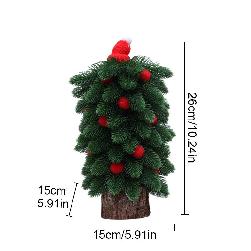 Weihnachts-Mini-Schlafzimmer Simulierte Kiefernadelbaum-Atmosphäre Dekoratives Rotes Haarball-Schreibtischornament Festivaldekoration