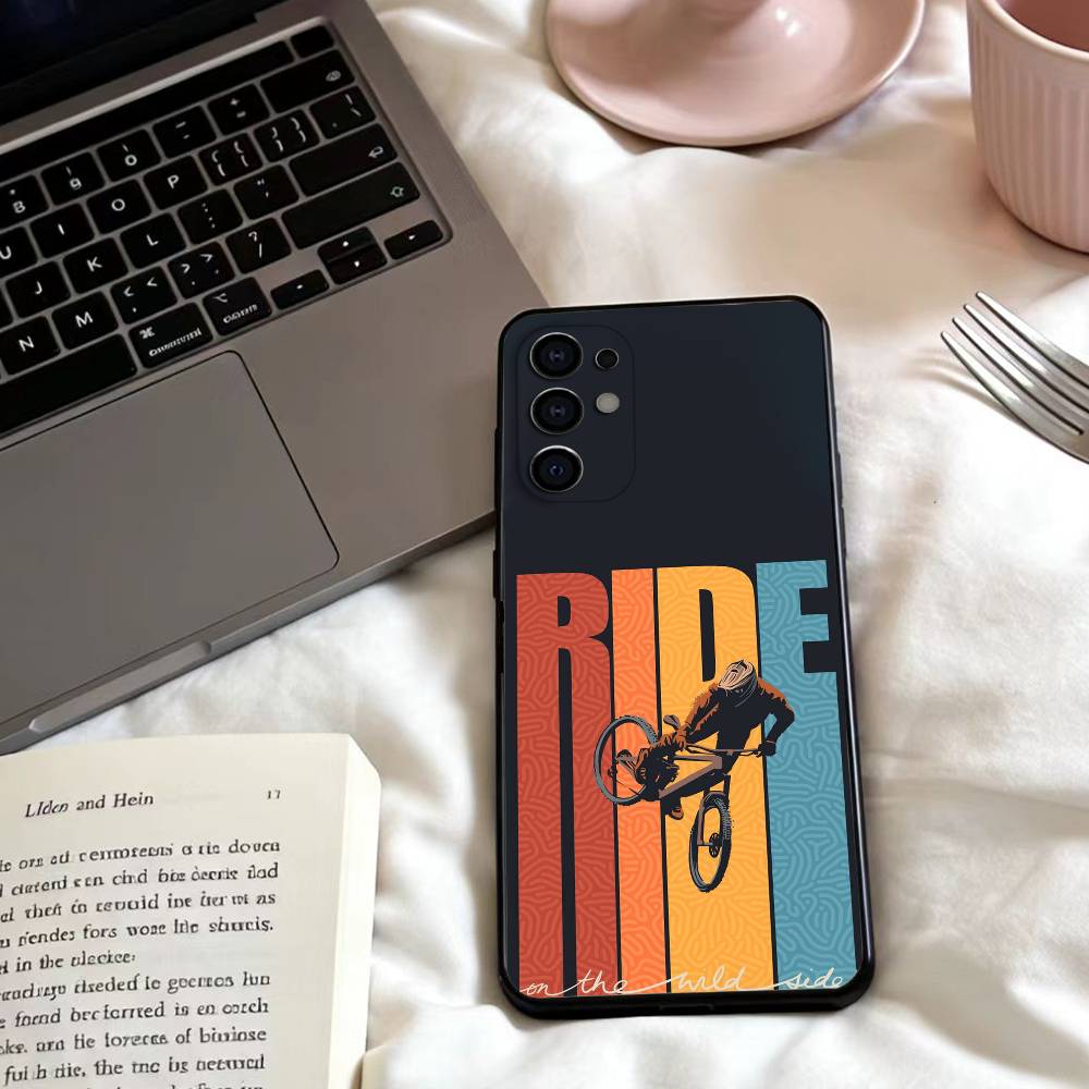 Cycling Bike Phone Case For Samsung S25,24,23,22,30,21,10,9,Ultra,Plus,Lite,FE,4,5 G Soft Black Case