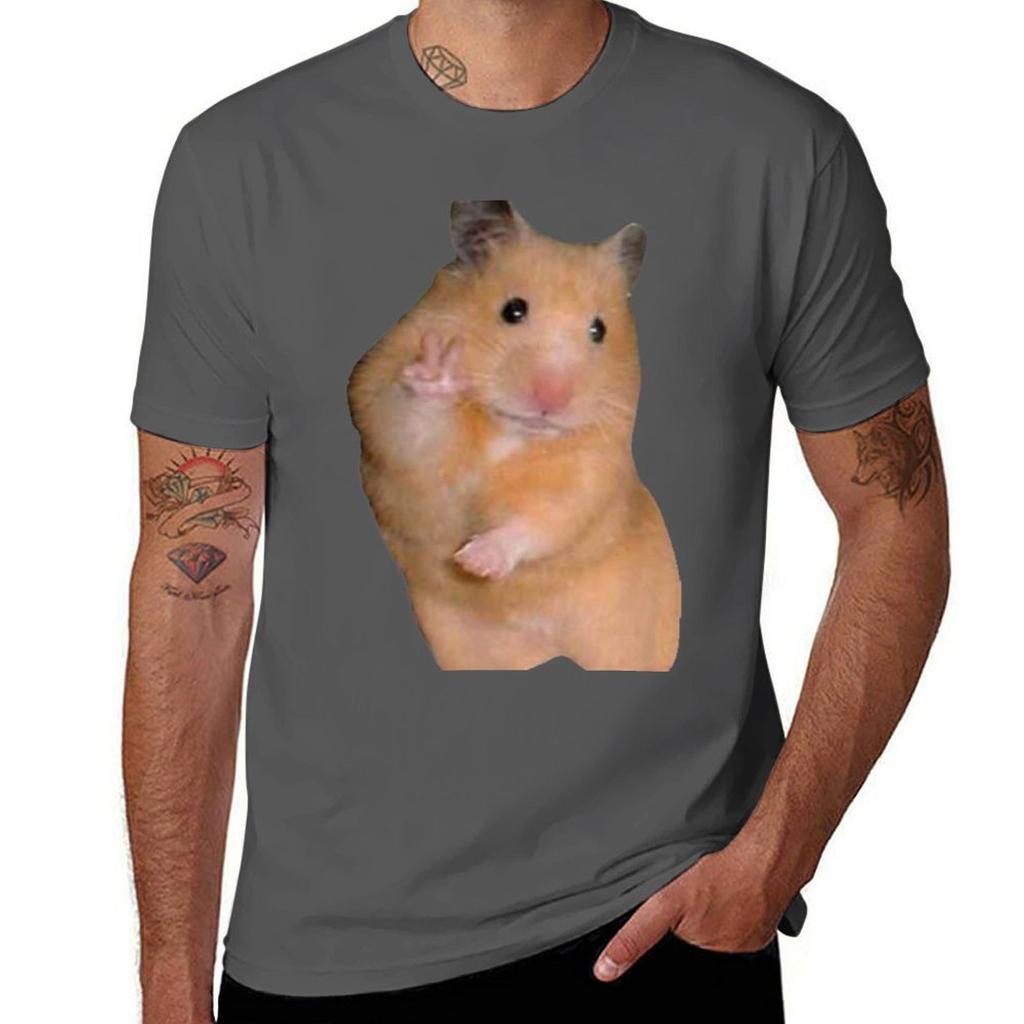 Hamster Meme With Peace Sign TShirt Holiday Simple Tee Shirt