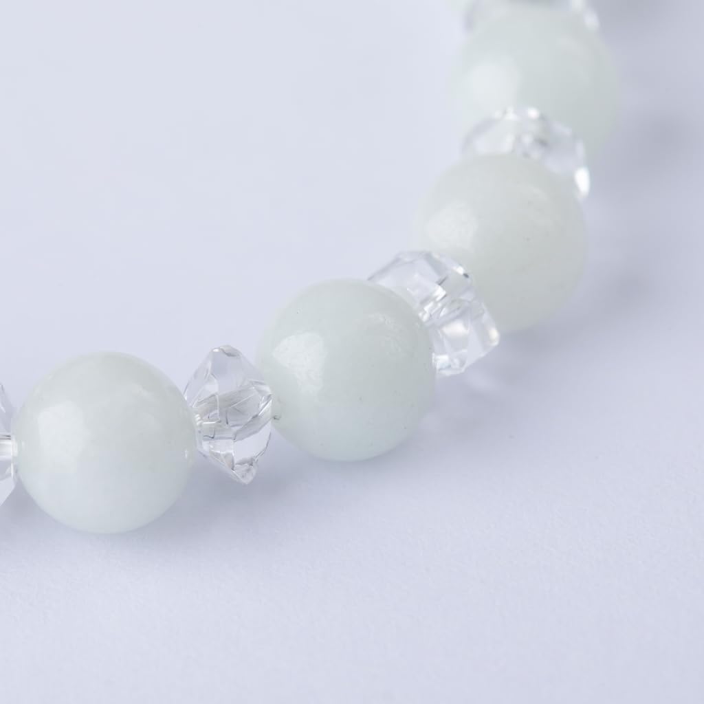 15cm Itoigawa Natural Jadeite White with Japanese National Jomon Power Stone Jadeite Workshop Special Paulownia Wood Quality Guarantee ABR0896 (8mm