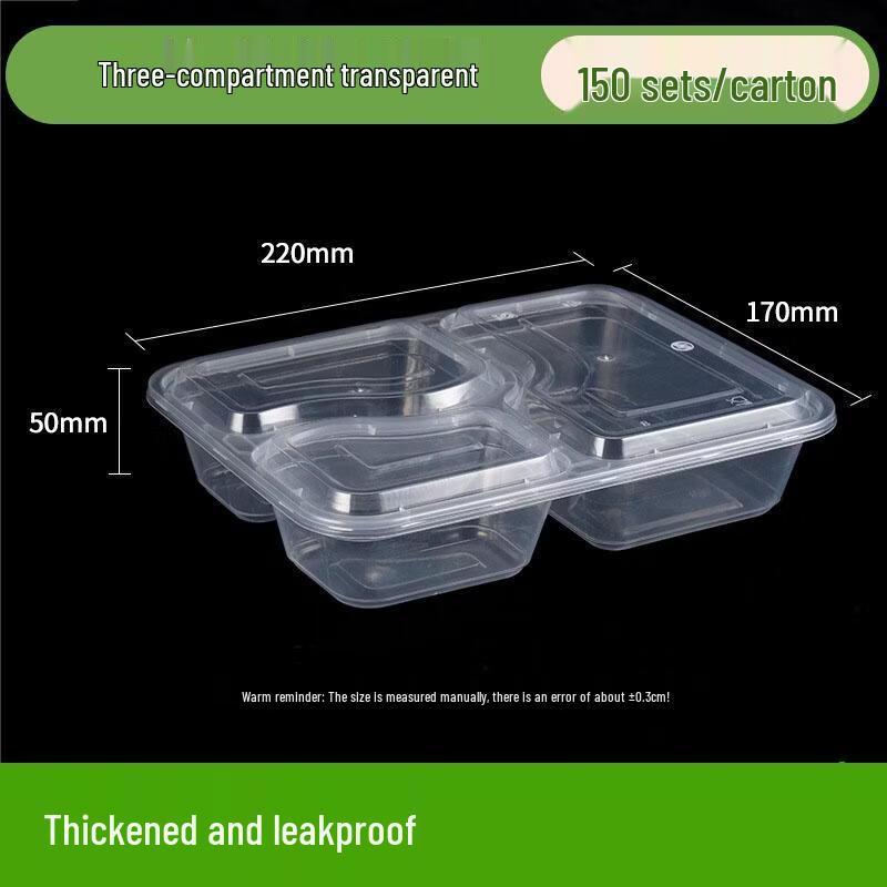 JingJingRS Disposable 3-Compartment Bento Box Set