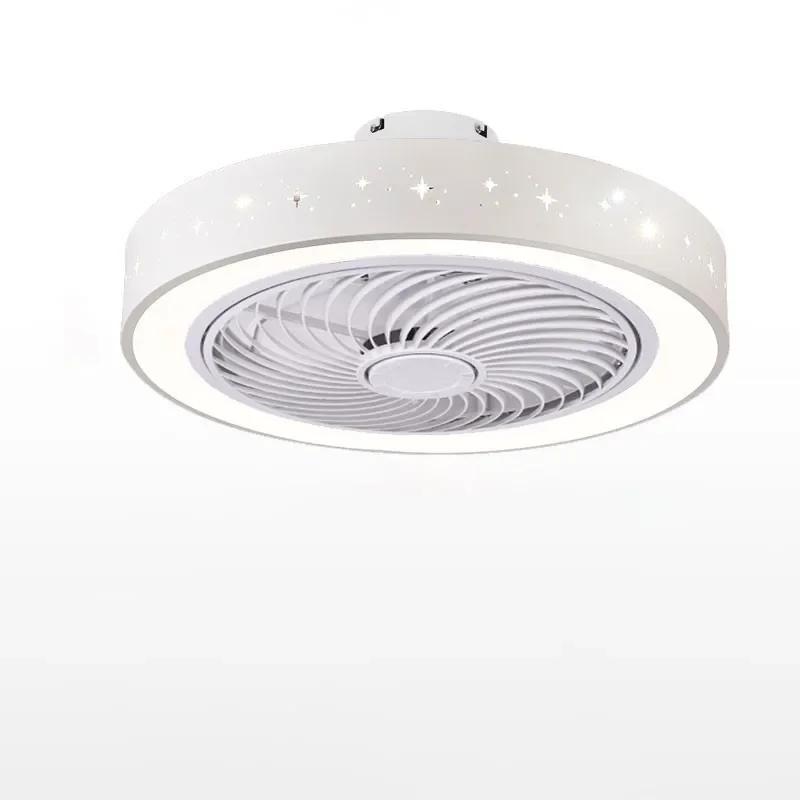 Modern Minimalist Living Room Ceiling Fan Light White LED Chandelier Remote Control Dimmable Bedroom Living Room Fan with Light