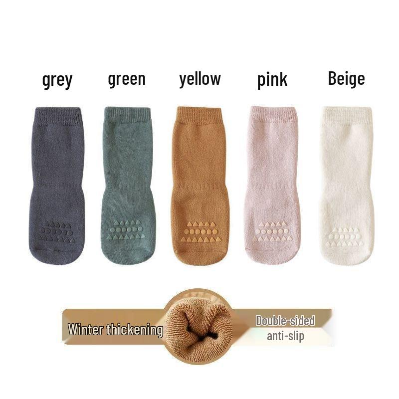 

Plus Velvet Non-Slip Toddler Socks - Boys & Girls Autumn/Winter Cotton S 0-1 years, foot length 8-12cm жёлтый