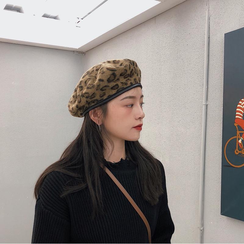 Beret Print Leopard Hat For Women Men Winter Fall Warm And Retro Stylish