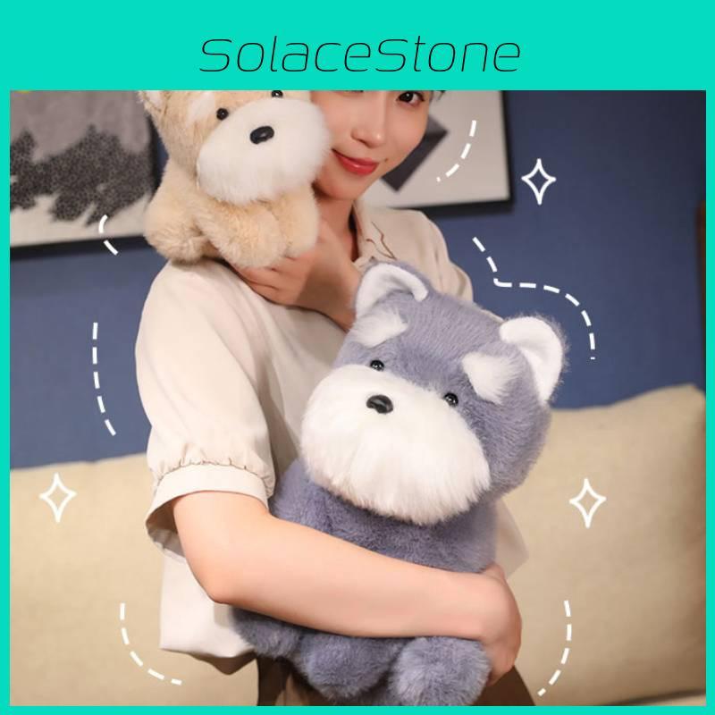 Schnauzer Plush Puppy Simulation Animals Doll Birthday Gift Bedroom Pillow Toy