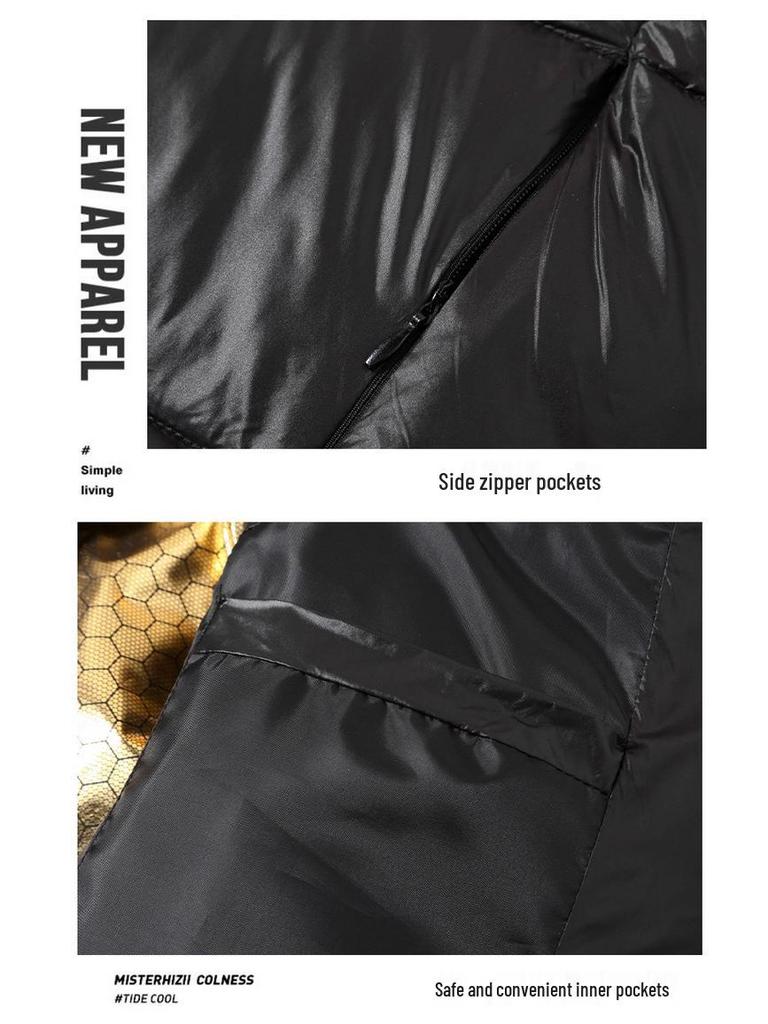 Svart & Guld DunbomullsVäst för Män & Par - Utomhus, Tjock, Varm & Trendig Väst