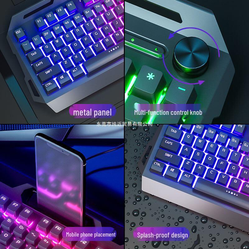 Silent Mechanical Feel Gaming Keyboard, Mouse & Headset Set with Luminous Peripherals