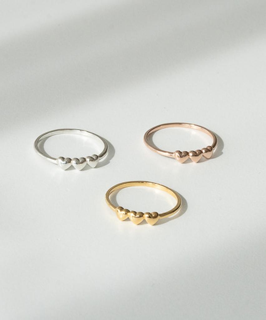 Alleun Silver 925 Heart Layered Silver Rings Friendship