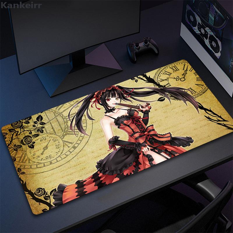 Anime Girl Tokisaki Kurumi Mouse Pad Cartoon Lockedge Large Gaming Pad Computer Gamer Keyboard Desk Mat Mousepad for PC Deskmat